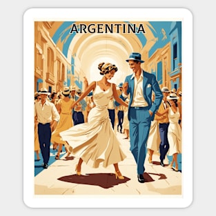 Street Tango Dancing Argentina Vintage Tourism Poster Sticker